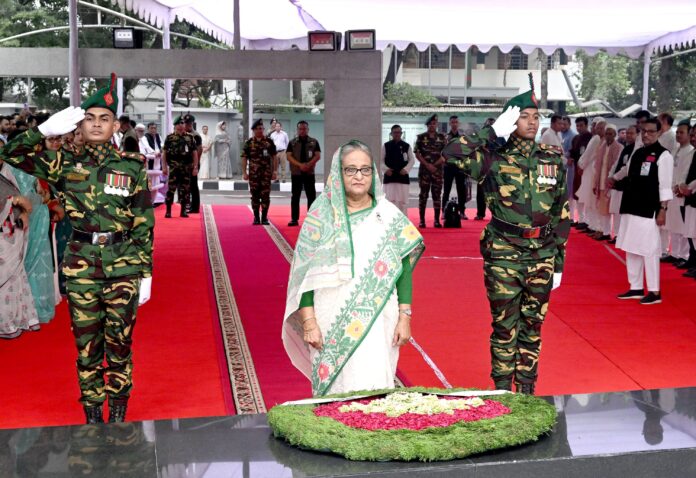 মুজিবনগর দিবস উপলক্ষে বঙ্গবন্ধুর প্রতি প্রধানমন্ত্রীর শ্রদ্ধা নিবেদন মুজিবনগর দিবস উপলক্ষে বঙ্গবন্ধুর প্রতি প্রধানমন্ত্রীর শ্রদ্ধা নিবেদন