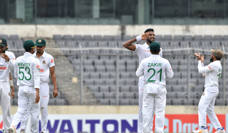 দ্বিতীয় দিন শেষে হাতে ৯ উইকেট রেখে বাংলাদেশ এগিয়ে ৩৭০ রানে