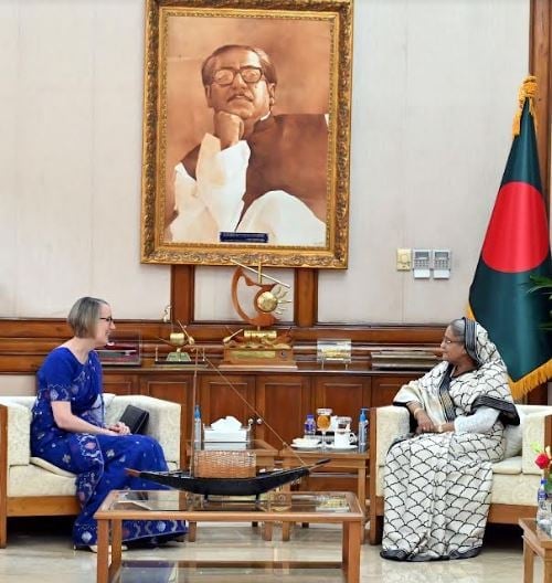 প্রধানমন্ত্রীর সঙ্গে যুক্তরাজ্যের রাষ্ট্রদূতের সাক্ষাৎ - জাতীয় - ১৪ আগস্ট ২০২৩