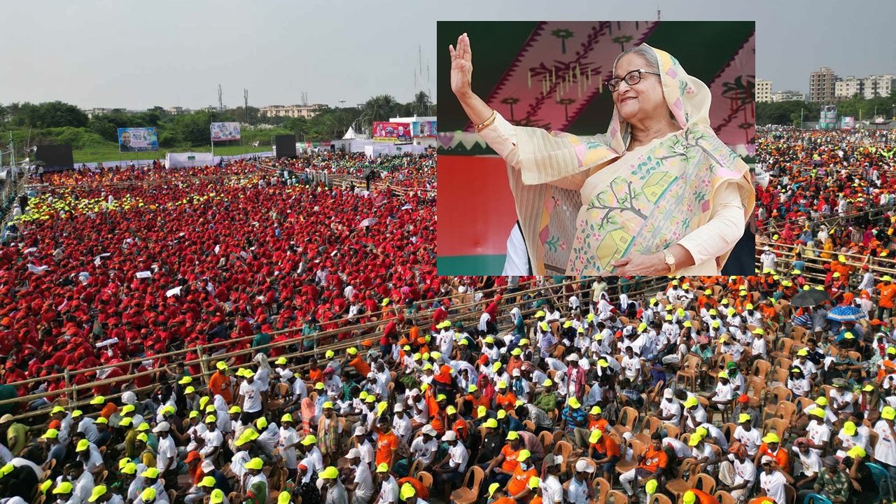 কাওলায় আওয়ামী লীগের জনসভায় শেখ হাসিনা