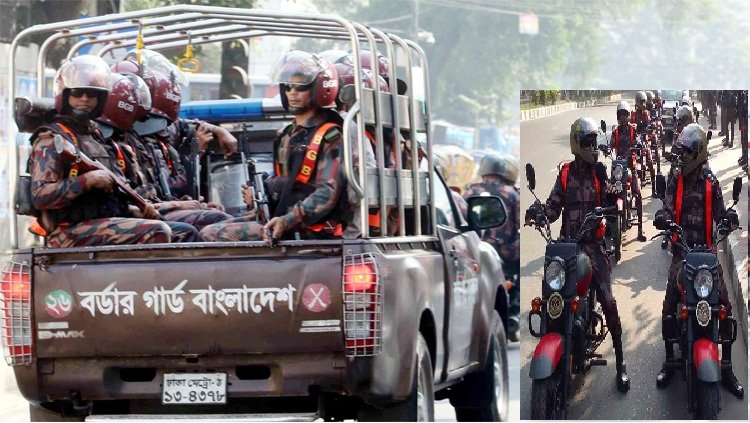 রাজধানীতে টহল দিচ্ছে বিজিবির র‍্যাট সদস্যরা