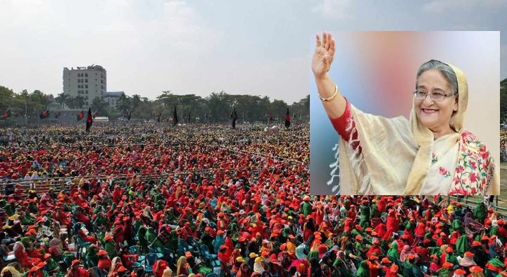 নির্বাচনী প্রচারে বরিশালে শেখ হাসিনা