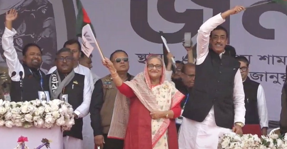নারায়ণগঞ্জে নির্বাচনী জনসভায় ভাষণ দিলেন প্রধানমন্ত্রী