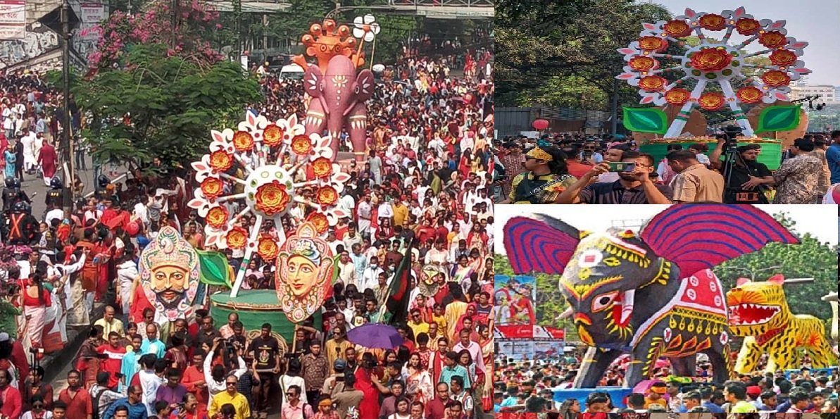 ‘আমরা তো তিমির বিনাশী’ এই স্লোগানে মঙ্গল শোভাযাত্রায় ১৪৩১ বরণ